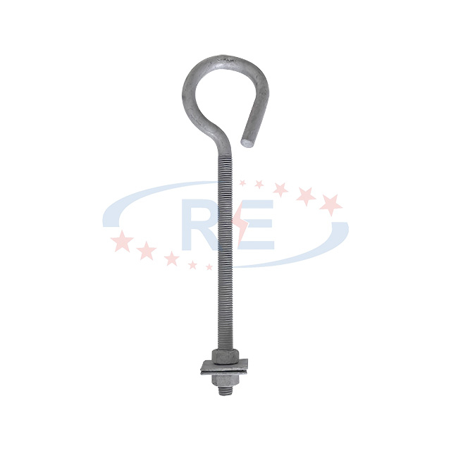 Heavy-Duty Galvanized Pig Tail Eye Bolt – ASTM A153 Standard for Utility Line Applications
